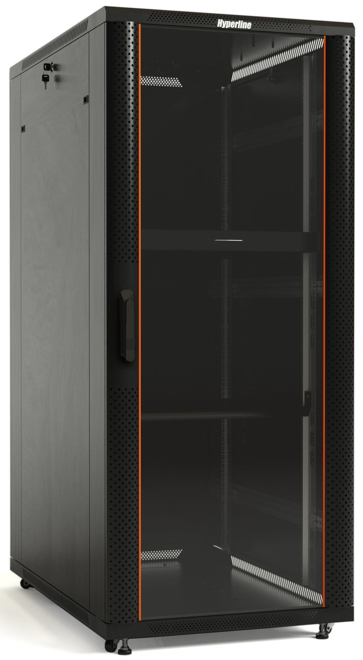 

Шкаф напольный 19", 42U Hyperline TTB-4268-AS-RAL9004 2055x600х800мм(ВхШхГ), передняя стеклянная дверь со стальными перфор. боковинами, задняя дверь с, TTB-4268-AS-RAL9004