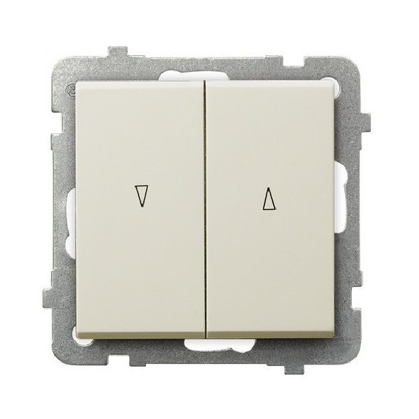 

Выключатель Ospel LP-7R/m/27 для управления жалюзи, 10AX, 250V, 2200W, IP-20, клеммы безвинтовые, экрю, LP-7R/m/27