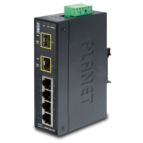 

Коммутатор промышленный Planet ISW-621TF 4-Port 10/100Base-TX + 2-Port 100Base-FX SFP Industrial Ethernet Switch (-40 ~ 75 degrees C operating tempera, ISW-621TF