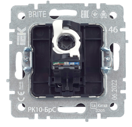 

Розетка компьютерная IEK BR-K10-1-K46 BRITE RJ45 кат.5E РК10-БрС Сталь, BR-K10-1-K46