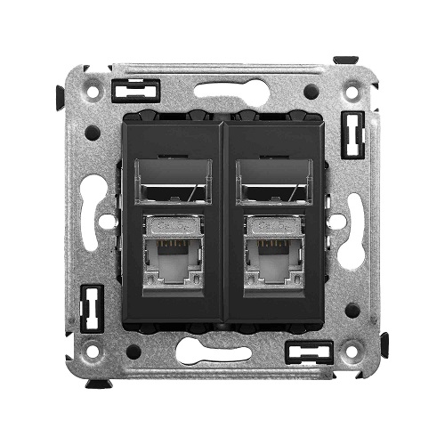 

Розетка компьютерная DKC 4412364 RJ-45 в стену, кат.5e двойная экранированная,"Черный матовый", "Avanti", 4412364