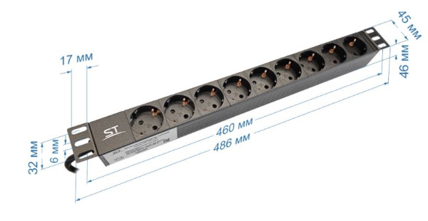 фото Блок розеток 19", 9 розеток Space Technology ST-PDU-09 в Уфе
