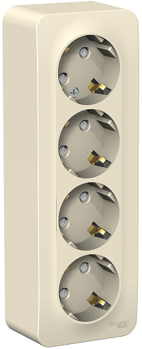 

Розетка Schneider Electric BLNRA011412 4-я с/з со шторками 16А, 250В, изолир. Пластина Молочная наруж, BLNRA011412