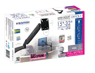 

Кронштейн настольный Kromax OFFICE-11 Kromax_20226 15-32", макс. 10кг, поворот и наклон, VESA 100х100, черный, OFFICE-11