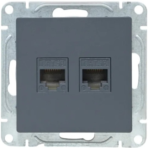 фото Розетка компьютерная двойная EKF UP1-SOG-2RJ45-5