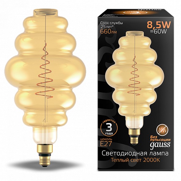 

Лампа светодиодная Gauss 161802105 LED Filament Honeycomb GAUSS E27 8.5W Amber 660lm 2000K 600 лм, 161802105