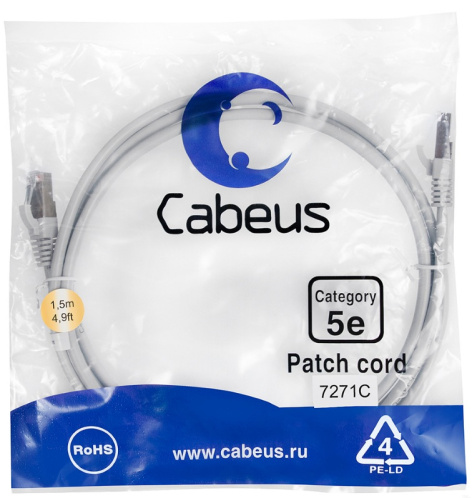 фото Кабель патч-корд F/UTP 5e кат. 1.5м Cabeus PC-FTP-RJ45-Cat.5e-1.5m в Санкт-Петербургe