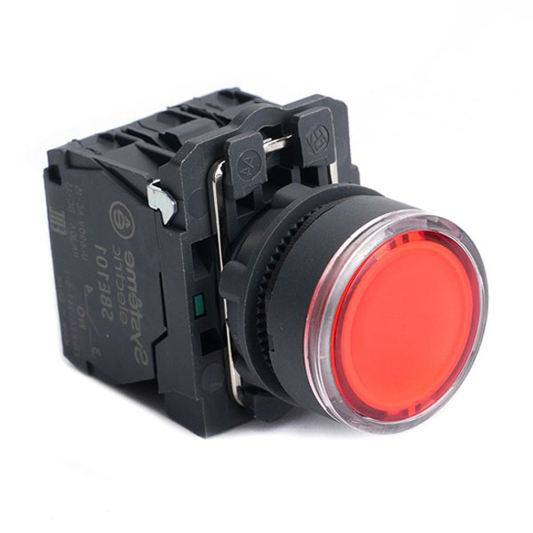 

Кнопка Systeme Electric SB5AW34M2 SB5 с подсветкой в сборе модульная 22мм красная пластик 230-240ВAC 1НЗ, SB5AW34M2