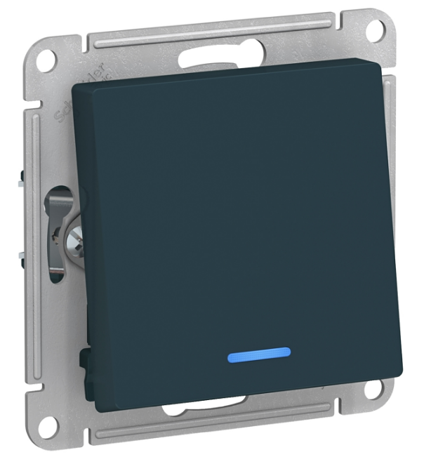 

Переключатель Schneider Electric ATN000863 AtlasDesign 1-клавишный с подсветкой, сх.6а, 10АХ, механизм, изумруд, ATN000863