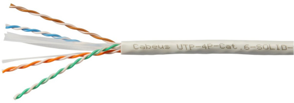 фото Кабель витая пара U/UTP 6 кат. 4 пары Cabeus UTP-4P-Cat.6-SOLID-GY-20 в Воронеже