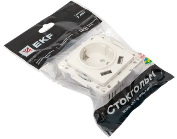фото Розетка с заземлением с 2 USB  EKF EYR16-2USB-typeA в Челябинске
