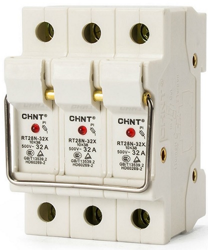 

Держатель предохранителя CHINT 520488 с индикацией RT28N-32X 10х38 3П, 520488