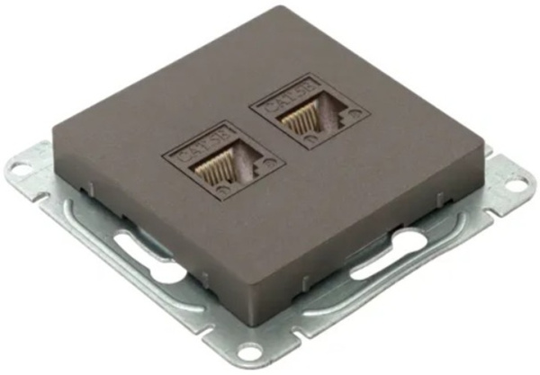 фото Розетка компьютерная двойная EKF UP1-SOM-2RJ45-5