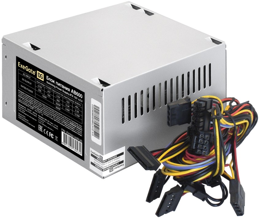 

Блок питания ATX Exegate EX292142RUS-S 600W, 80mm fan, кабель 220V с защитой от выдергивания, EX292142RUS-S