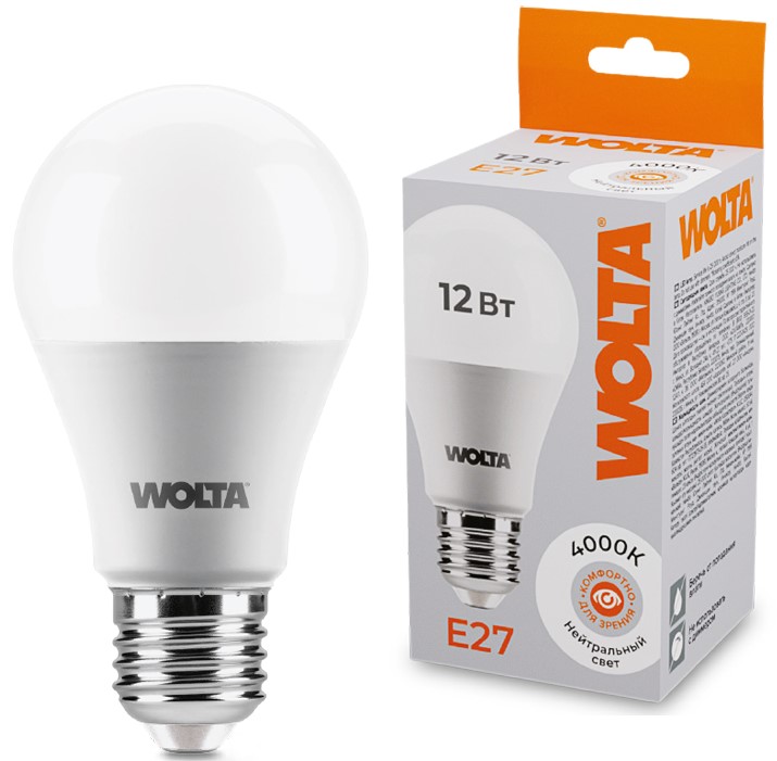 

Лампа светодиодная WOLTA 25S60BL12E27 12Вт 4000К E27, 25S60BL12E27