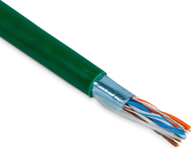 

Кабель витая пара F/UTP 5e кат. 4 пары Hyperline FUTP4-C5E-P26-IN-LSZH-GN-100 26AWG(7x0.16 мм), медь, многожильный (stranded), внутренний, LSZH, нг(C), FUTP4-C5E-P26-IN-LSZH-GN-100