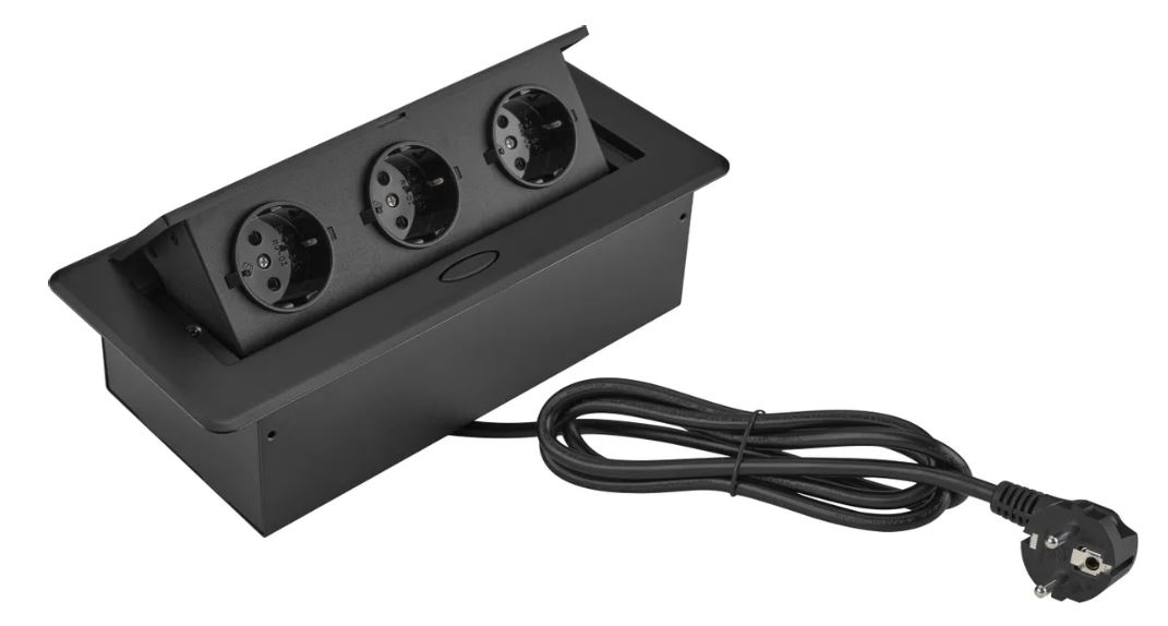 

Блок розеток Cactus CS-SOCKET-EU3-BK для столешницы 26.5x11.8x6.5см черный, CS-SOCKET-EU3-BK