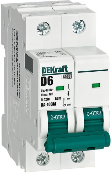 Изображение товара Автоматический выключатель DEKraft 12545DEK для защитных систем 2П 6А 400В