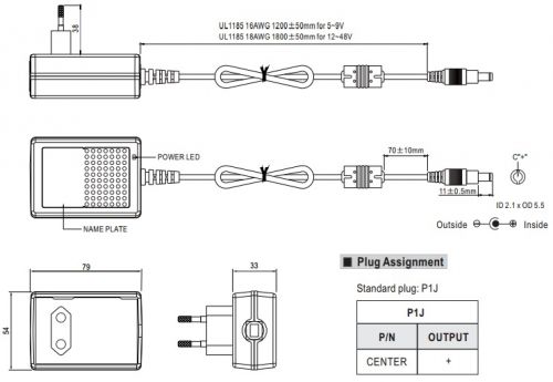 

Адаптер сетевой Mean Well GSM18E05-P1J медицинский, 15Вт, вход 80...264B AC 47...63 Гц, 113...370B DC, выход 5B/3A, изоляция 4000В AC, 79x54x33мм, -25, GSM18E05-P1J