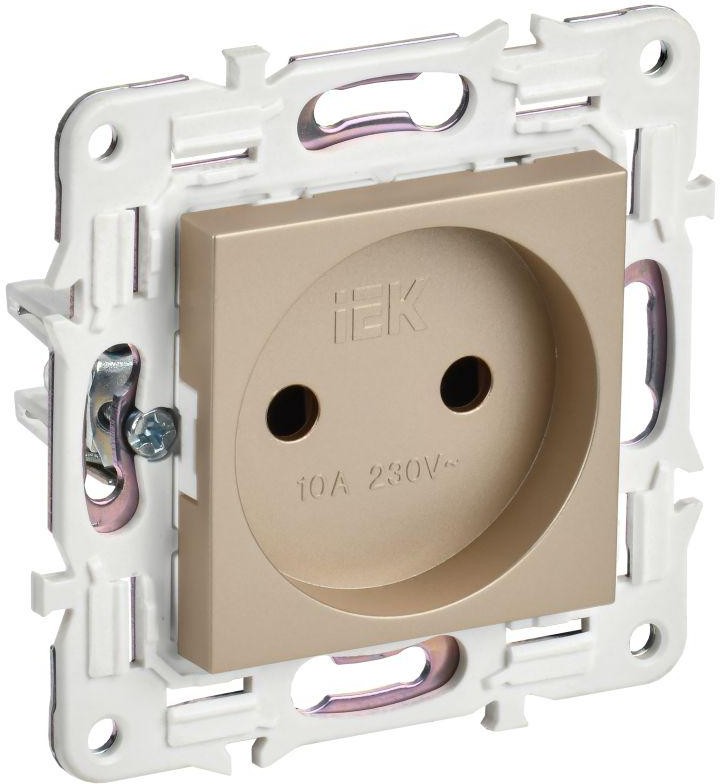 

Розетка без заземления IEK SK-R10-10-K98 SKANDY без защитных шторок 10А SK-R02Sa Песочный, SK-R10-10-K98