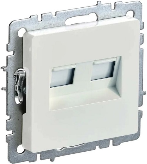 

Розетка компьютерная двойная IEK BR-K20-1-K36 BRITE RJ45 кат.5E РК10-2-БрЖ Жемчужный, BR-K20-1-K36