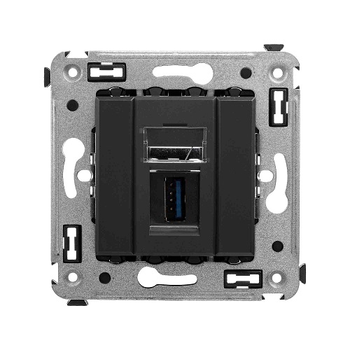 

Розетка DKC 4412303 USB 3.0 одинарная в стену, тип А-А, "Черный матовый", "Avanti", 4412303