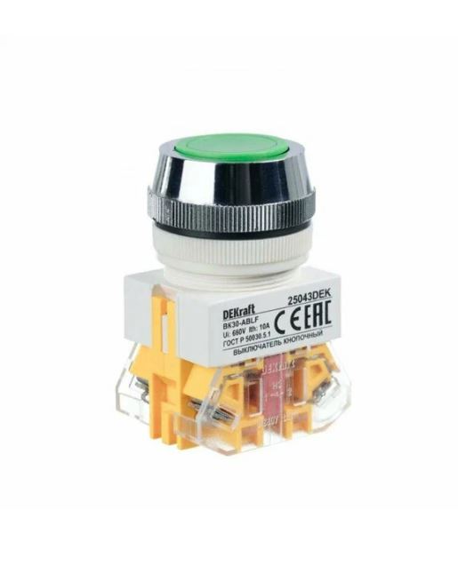 

Выключатель DEKraft 25043DEK кноп. ABLF D30 ЗЕЛЕНЫЙ 220В ВK-30, 25043DEK