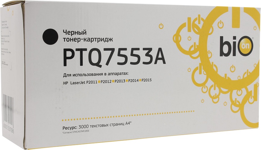 

Картридж BION BCR-Q7553A черный для Hp LaserJet P2014, P2015(dn/n/x), M2727(nf/nfs) (3'000 стр.), BCR-Q7553A