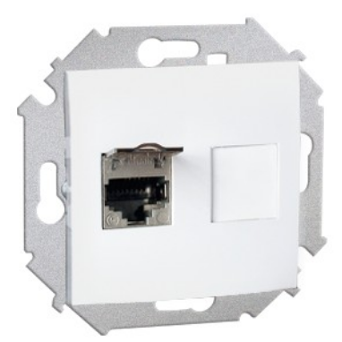 

Розетка Simon 1591563-030 компьютерная RJ45 кат.6A (АМР, FTP), белый, 1591563-030