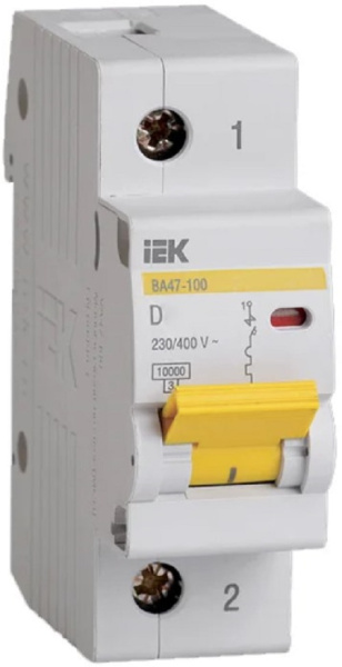 Изображение товара Автоматический выключатель IEK MVA40-1-100-D KARAT ВА47-100 1P D 100А