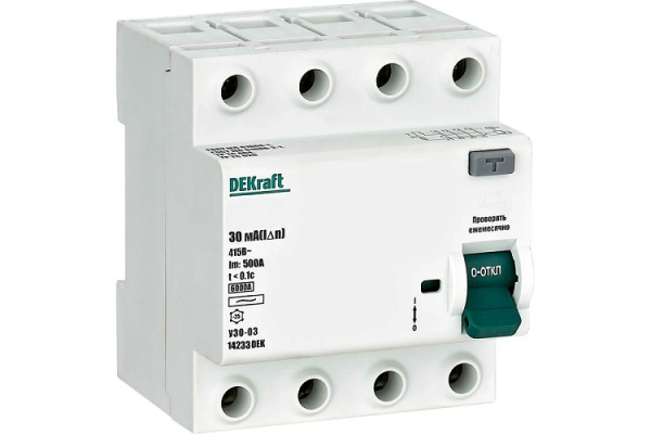 Изображение товара Выключатель дифференциального тока DEKraft 14233DEK 25А 30мА AC 4П