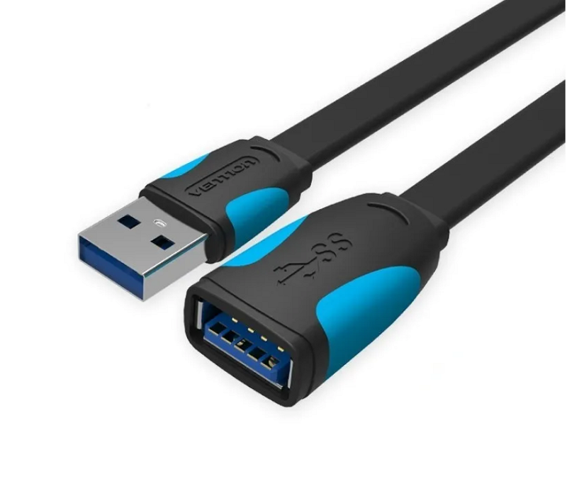 

Кабель интерфейсный USB 3.0 удлинитель Vention VAS-A13-B050 AM/AF - 0,5м плоский, VAS-A13-B050