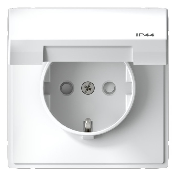

Розетка с заземлением Systeme Electric GAL440146 ArtGallery со шторками с крышкой 16А, IP44, механизм, белый, GAL440146