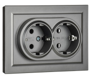 фото Розетка двухместная с заземлением в сборе  IEK BR-R21-16-K46-F
