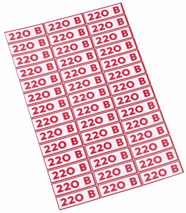 

Наклейка Rexant 56-0007 знак электробезопасности " 220 В"10*30 мм (42 шт на листе), 56-0007