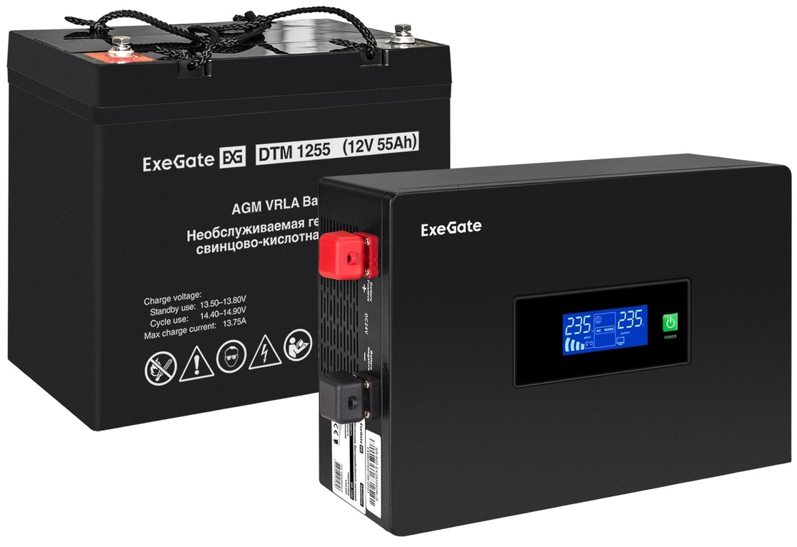 

Комплект Exegate IdealSine SR-1000.LCD.2SH EX297411RUS ИБП EX295993RUS + батарея 55Aч EX285667RUS 1шт (инвертор, синус, для котла, PF=1, настенный) 10, IdealSine SR-1000.LCD.2SH