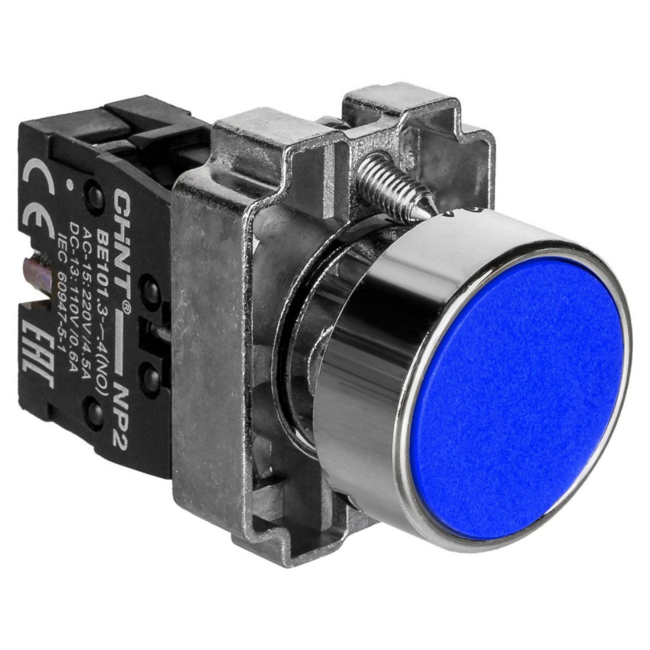 

Кнопка управления CHINT 573892 NP2-BA61 без подсветки синяя, 1НО, IP40 (R), 573892