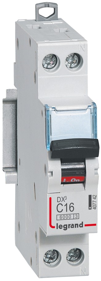 

Автоматический выключатель Legrand 407742 DX³ 6000 - 10 кА - тип характеристики C, 1П+Н, 230/400 В~, 16 А, 1 модуль, 407742