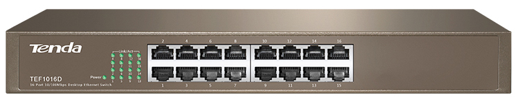 

Коммутатор Tenda TEF1016D 16x10/100, настольный, TEF1016D