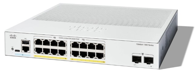 

Коммутатор Cisco C1300-16P-2G Catalyst 1300 16x 10/100/1000 RJ-45 PoE+, 2x1Gb SFP uplinks, PoE+ 120W, Fanless, C1300-16P-2G