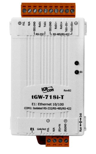 

Преобразователь ICP DAS tGW-718i-T CR Tiny Modbus/TCP to RTU/ASCII Gateway and 1-port Isolated RS-232/422/485 (10-Pin Terminal Block) (RoHS), tGW-718i-T CR