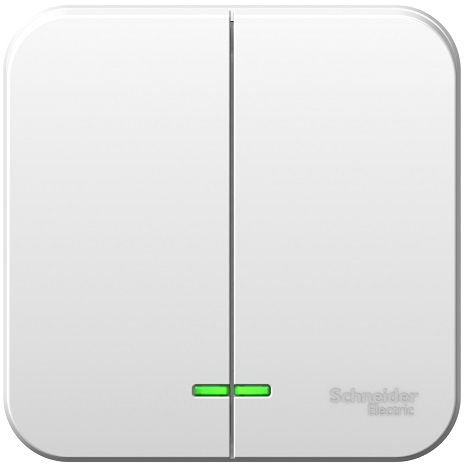 

Выключатель Schneider Electric BLNVA105101 2-клавишный с подсветкой, 10А, 250B (белый) наруж, BLNVA105101