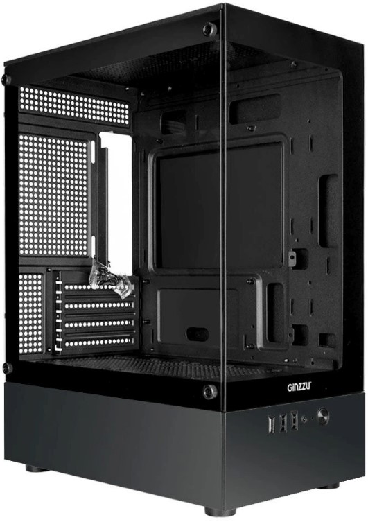 

Корпус mATX Ginzzu CL470 без БП, боковая и фронтальная панель из закалённого стекла, 2*USB 2.0, USB 3.0, CL470