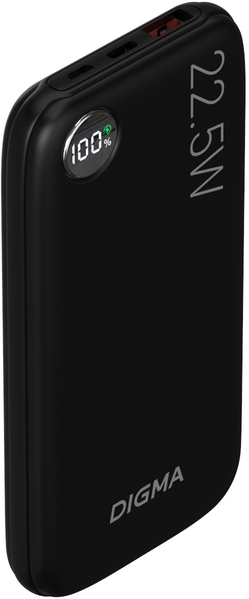 

Аккумулятор внешний портативный Digma DGPF10B 10000mAh QC3.0/PD3.0 22.5W 3A USB-A/USB-C черный, DGPF10B