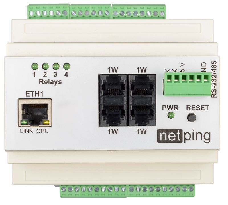 

Устройство NetPing V5 Устройство удаленного мониторинга датчиков по сети Ethernet/Internet на DIN-рейку, V5