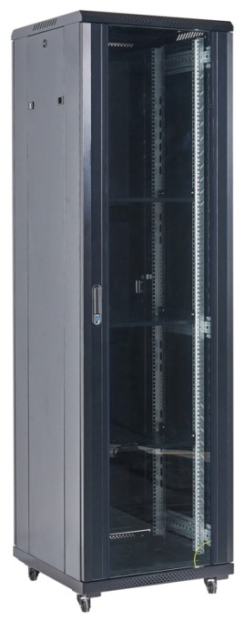 

Шкаф напольный 19", 42U Rexant 04-4268-212 600×800×2054, дверь сплошное стекло, черный, RAL 9005, 04-4268-212