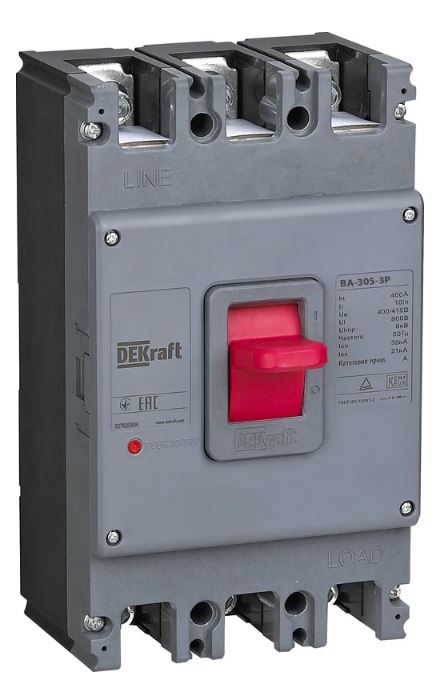 

Автоматический выключатель DEKraft 22761DEK cиловой 3P 350А 35кА ВА-305, 22761DEK