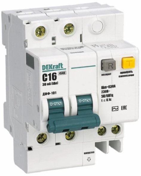 Изображение товара Автоматический выключатель DEKraft 15162DEK дифференциальный 50А 30мА