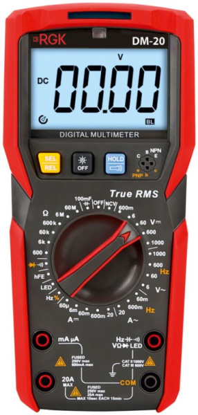 Изображение товара Мультиметр RGK DM-20 универсальный для измерения напряжения тока сопротивления