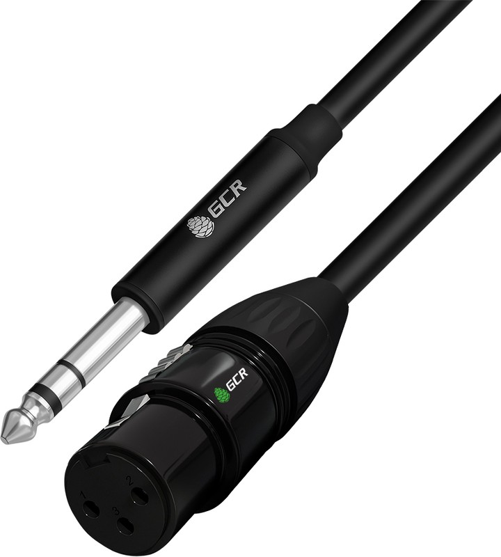 

Кабель микрофонный GCR GCR-53439 5.0m микрофонный stereo jack 6,35mm/XLR, M/F, черный, AL case черный, GCR-53439